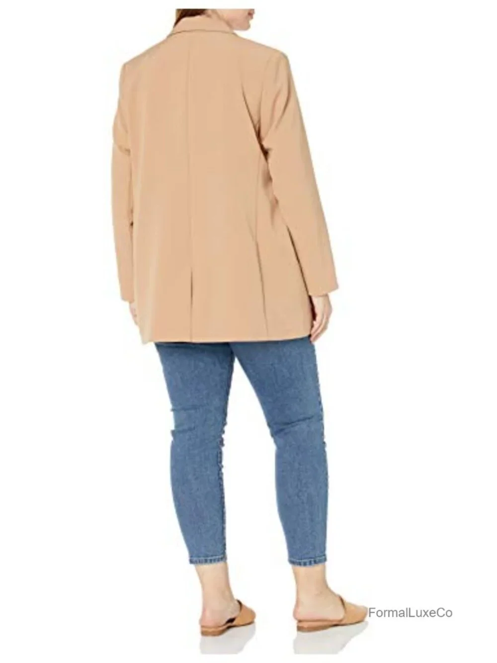 Long Blazer Women's Suiting Notch Collar Long Sleeve Stretch Polyester Blend